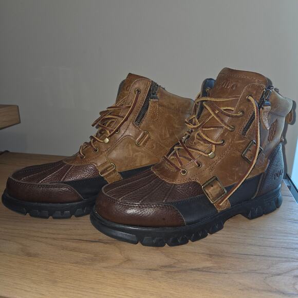 Polo Ralph Lauren Demond Boots Leather Upper, Buckle Zip 11 - Picture 2 of 6